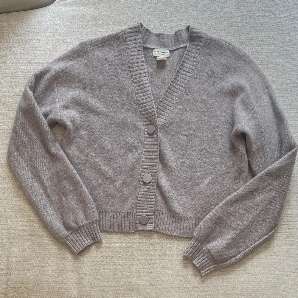 Club Monaco Boiled Cashmere Cardigan Sweater Button Down V-Neck Gray Size XS - Picture 4 of 11